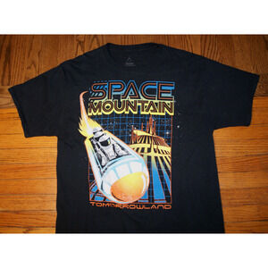 VTG Y2K Space Mountain Disney World Disneyland Retro Graphic Mens TShirt Large